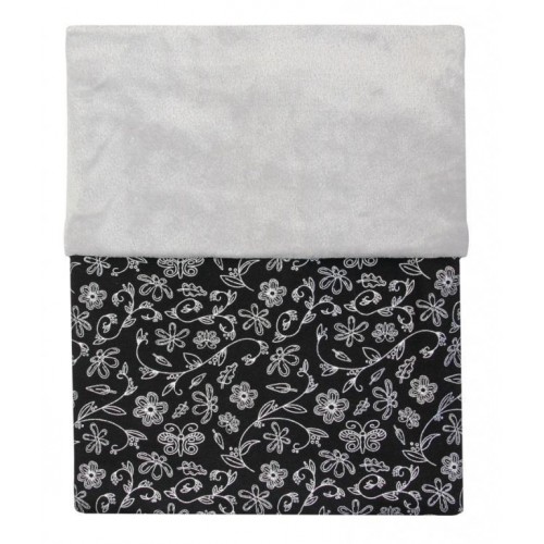 Emitex celoroční deka MIMI černá, stříbrné květy/velvet světle šedý